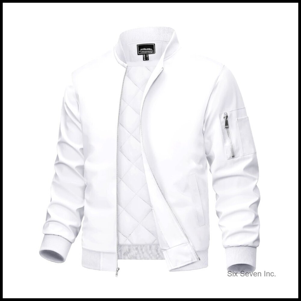 Men's Bomber Jacket Quilted Windbreaker Casual Varsity Style Winter Warm